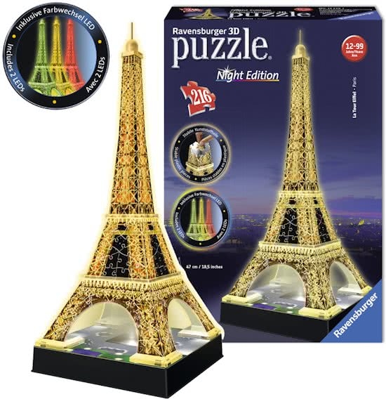 Door Vooruitgang Karu Ravensburger Puzzel Eiffeltoren Night Edition 3D - Legpuzzel - 216 stukjes  - Spellen en Puzzels - Webshop Tolle Lege - Voor het betere betaalbare en  verantwoorde 2ehands en nieuwe boek